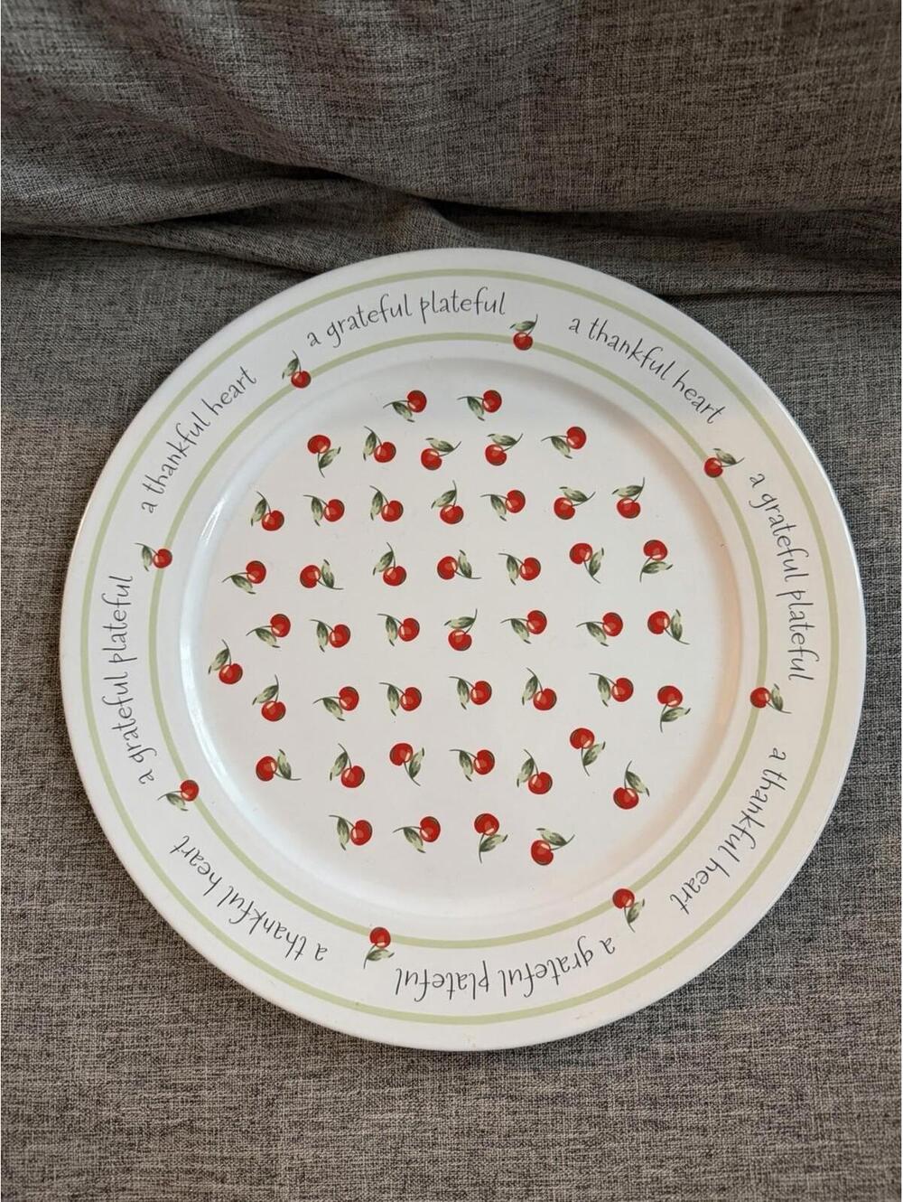Hallmark Grateful Plateful 12” Serving Plate Cherries Inscription Vintage